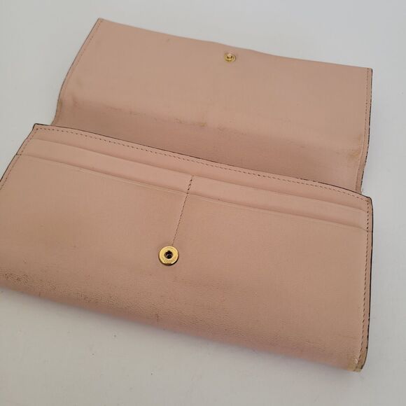 Chloe Leather Envelope Wallet Light Blush Pink Large Boho Bow Cute Clutch Long - Picture 3 of 12